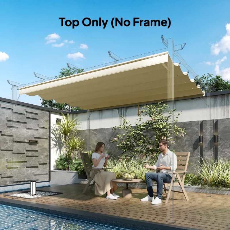 Outsunny 8.5' x 11.5' Retractable Pergola Canopy Replacement, Fit 10' x 13' Frame, Pergola Cover Replacement Top Only, Beige
