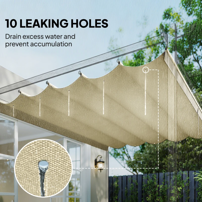 Outsunny 8.2' x 8.4' Retractable Pergola Canopy Replacement, Fit 10' x 10' Frame, Pergola Cover Replacement Top Only, Cream White