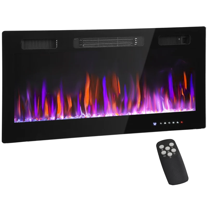 HOMCOM 36" Thin Electric Fireplace, Freestanding, Wall Mounted Fireplace Heater with Eco Mode, Auto Switch, Remote, 1500W