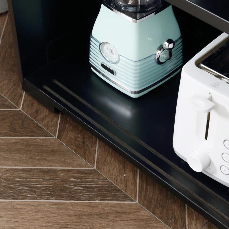 HOMCOM Modern Kitchen Sideboard, Stackable Storage Cabinet, Sliding Glass Door Console, Cupboard Serving Buffet for Kitchen & Dining Room, Black