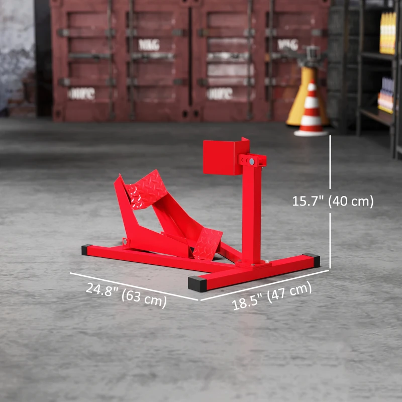 Soozier Motorcycle Wheel Chock, 660 lbs Capacity Heavy Duty Steel Motorcycle Front Wheel Stand for 14"-21" Wheels, Red