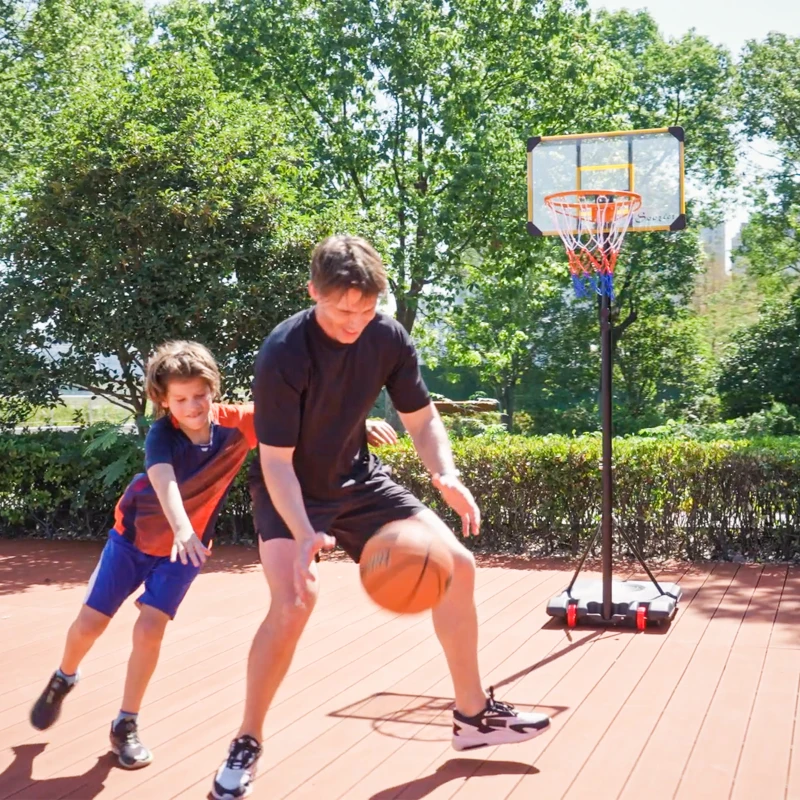 Soozier Portable Basketball Hoop, 7ft-8ft Height Adjustable Basketball System with Wheels & 28" Backboard for Youth Junior