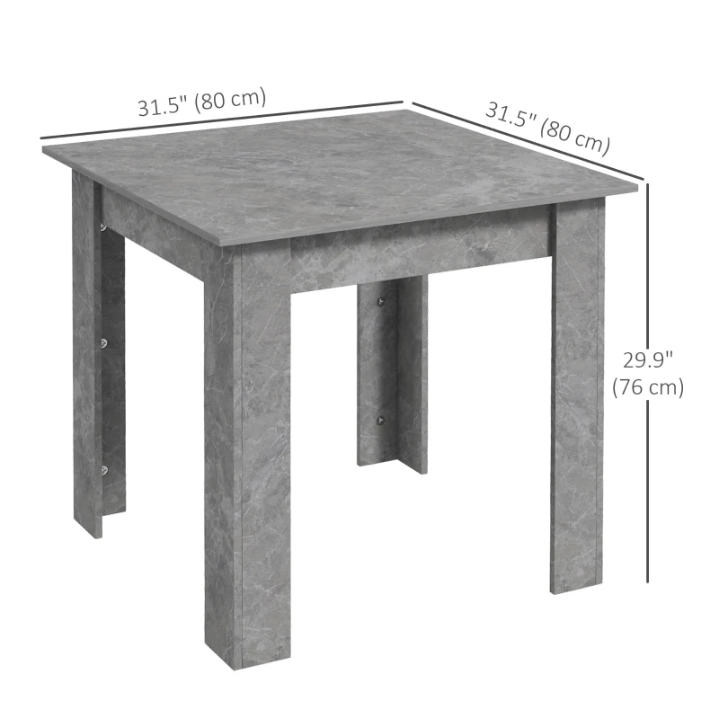 HOMCOM Square Dining Table, Modern Dining Room Table with Faux Cement Effect, Space Saving Small Kitchen Table, Cement Grey