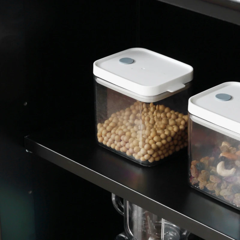 HOMCOM Modern Kitchen Sideboard, Stackable Storage Cabinet, Sliding Glass Door Console, Cupboard Serving Buffet for Kitchen & Dining Room, Black