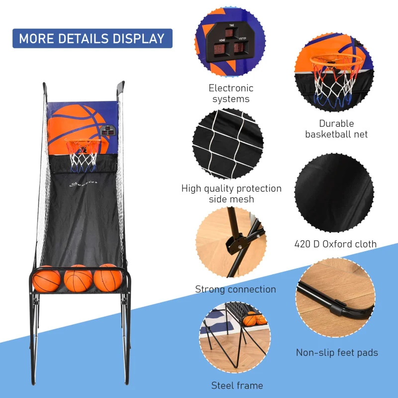 Soozier Basketball Hoop Arcade Game with Electronic Score Board for 1 to 2 Players, Black
