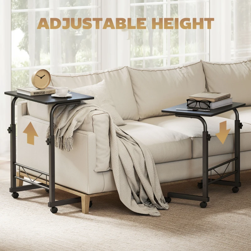 HOMCOM Mobile Standing Desk with Adjustable Height, 23.5 inch Stand Up Desk with Wheels, Black