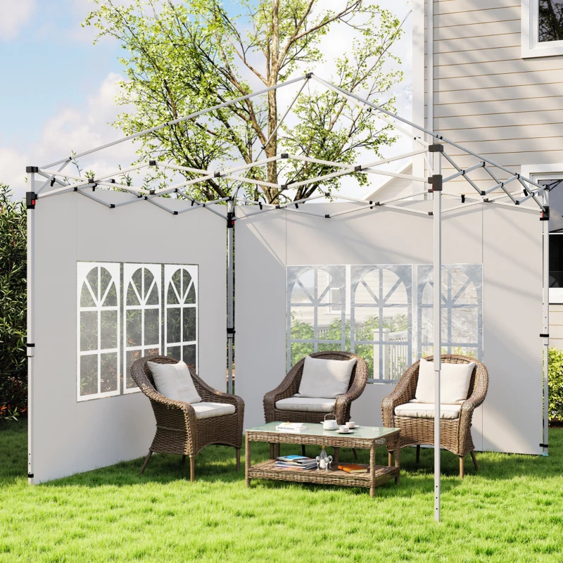 Outsunny Side Panels, Sidewalls Replacement with Window for 9.8' x 9.8' or 9.8' x 13.1' Pop Up Canopy, 2 Pack, White