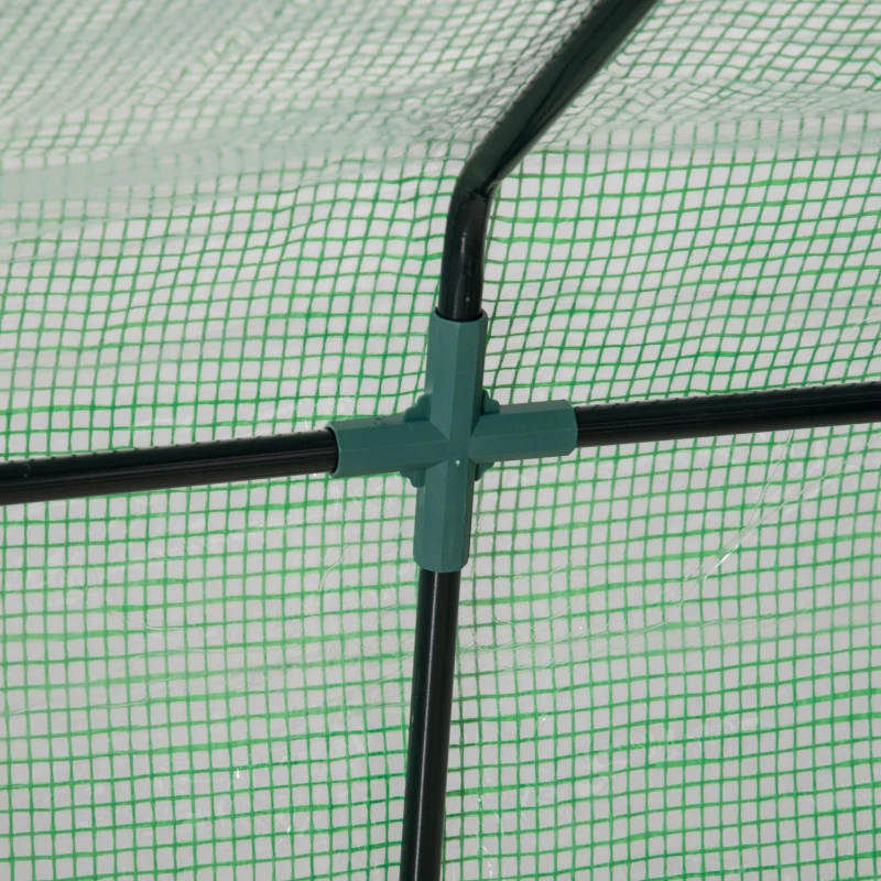 Outsunny 6' x 3' x 3' Portable Mini Greenhouse, Garden Green House Kit with 2 PE/Plastic Covers, Steel Frame and 2 Roll Up Zipper Windows, Dark Green
