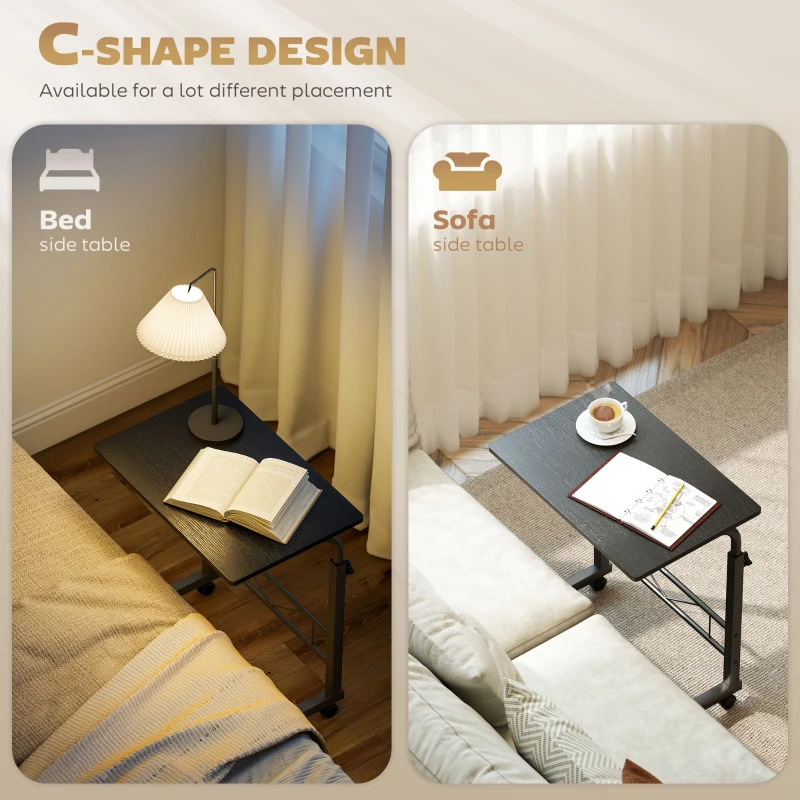 HOMCOM Mobile Standing Desk with Adjustable Height, 23.5 inch Stand Up Desk with Wheels, Black