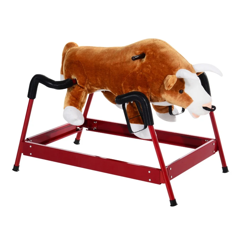 Qaba Kids Spring Rocking Horse Rodeo Bull Style with Realistic Sounds for Children over 3 Years Old