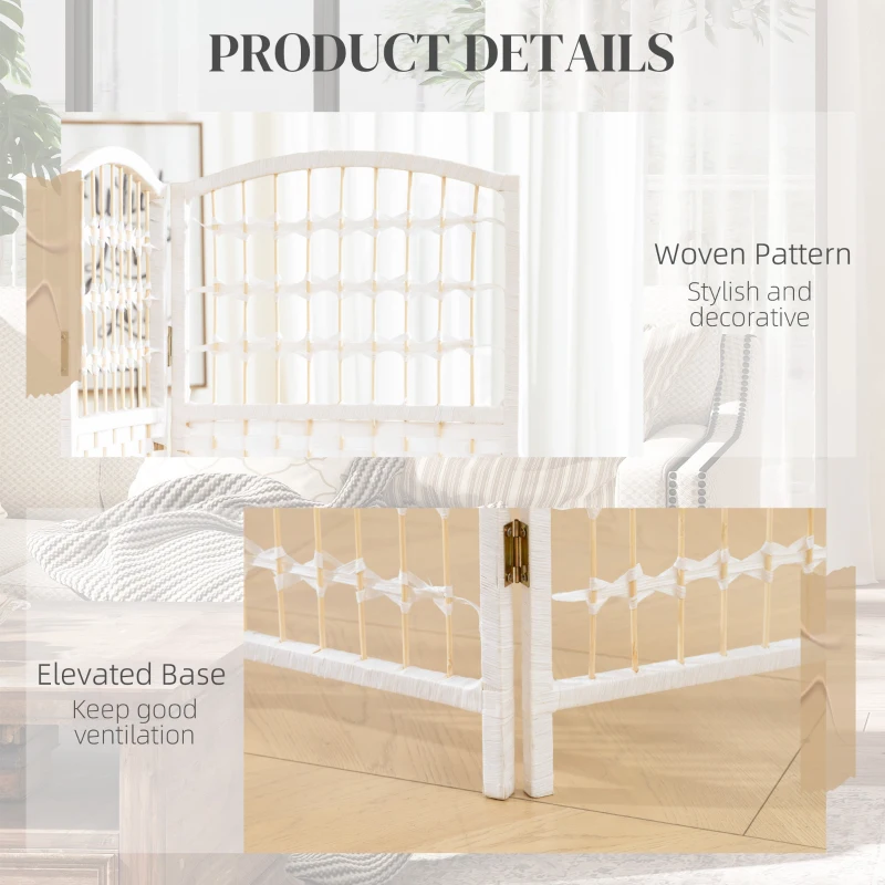 HOMCOM 8 Panel Folding Room Divider Portable Privacy Screen Wave Fiber Room Partition for Home Office White