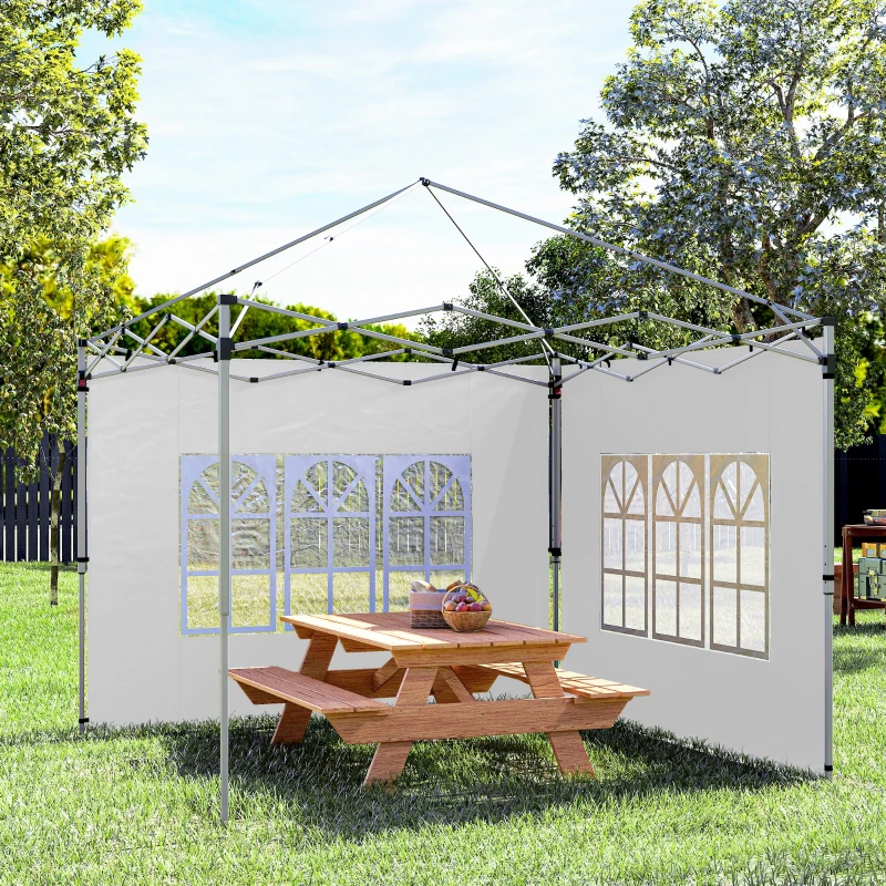 Outsunny Side Panels, Sidewalls Replacement with Window for 9.8' x 9.8' or 9.8' x 13.1' Pop Up Canopy, 2 Pack, White