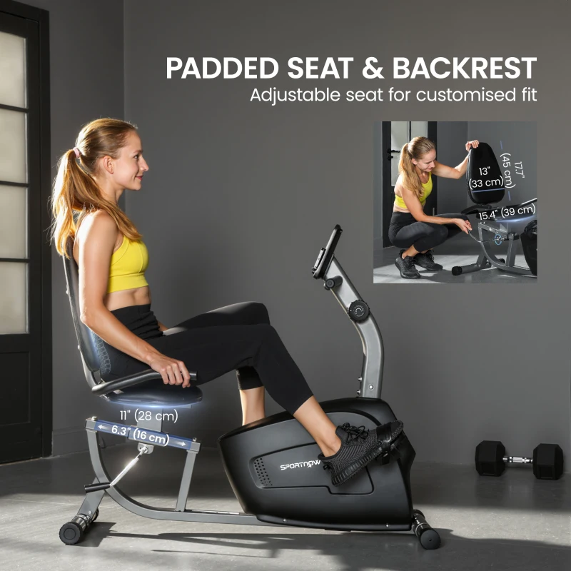 Soozier Recumbent Exercise Bike with 8-Level Magnetic Resistance, LCD Monitor, Heart Rate Handle and Adjustable Seat