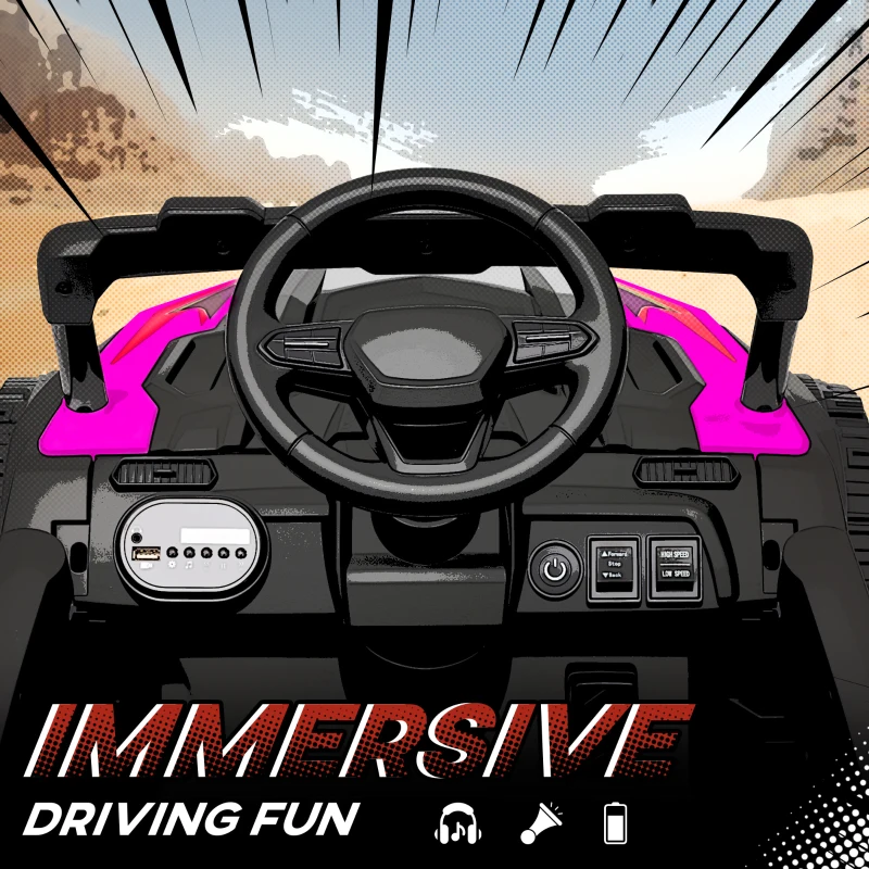 Qaba 12V Kids Ride On Truck with Dual Motors, Rear Suspension, Remote Control for 3-8 Years Boys Girls, Pink