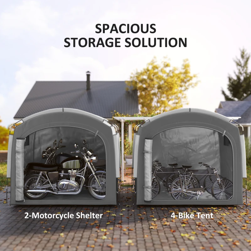 Outsunny Bike Storage Shed Tent, Portable and Waterproof with 210D Oxford Fabric and Carry Bag for 3-4 Bicycles, Dark Gray
