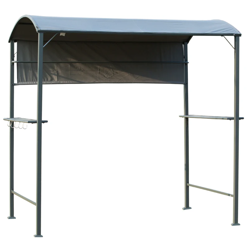 Outsunny 7FT Grill Gazebo BBQ Canopy with Sun Shade Panel Side Awning, 2 Exterior Serving Shelves, 5 Hooks for Patio Lawn Backyard