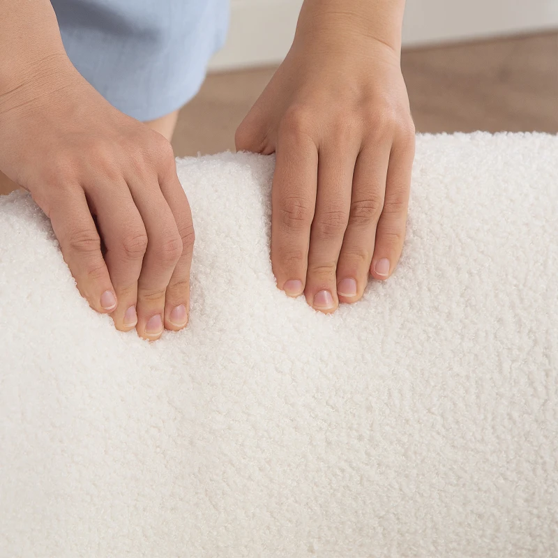 HOMCOM Sherpa Fleece Accent Chair, Upholstered Armchair with Solid Wood Legs and Steel Frame for Living Room, White