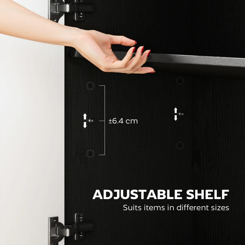 HOMCOM Modern Sideboard and Buffet, Dining Room Cabinet with Adjustable Shelves and 3 Doors, Black