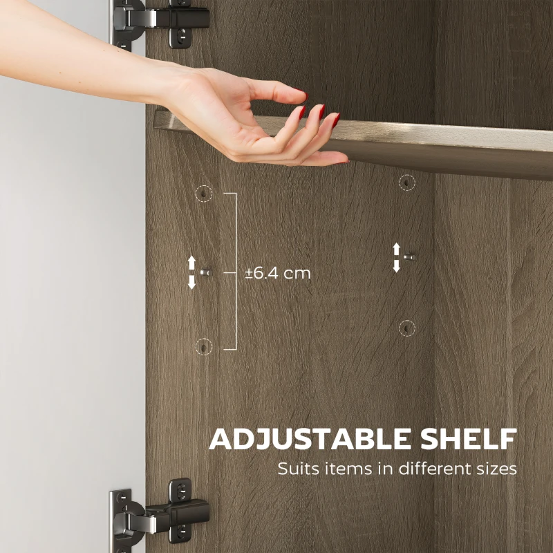 HOMCOM Modern Sideboard and Buffet, Dining Room Cabinet with Adjustable Shelves and 3 Doors, Grey