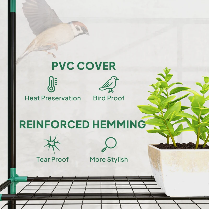 Outsunny 5 Tier Mini Greenhouse, Portable Outdoor Flower Stand with Shelf Clips, Indoor Greenhouse with Steel Frame, Transparent, 27.25" x 19.25" x 76", Clear