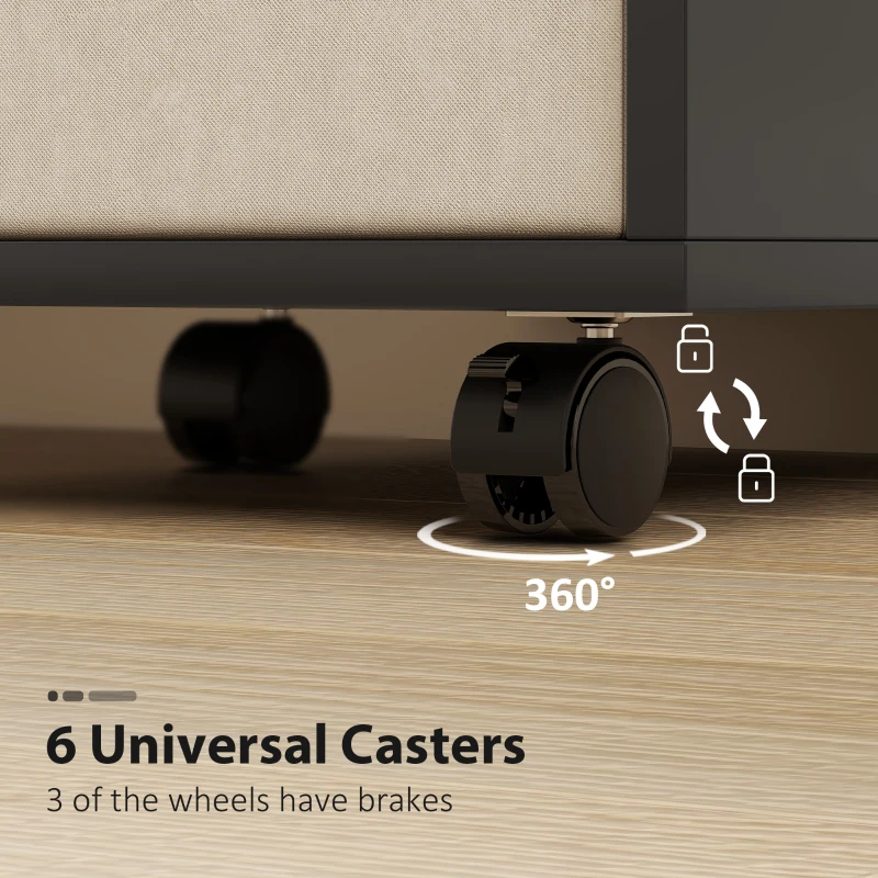 HOMCOM Rolling Sewing Machine Table with Power Outlet, Folding Craft Table with 2 Fabric Drawers, 2 Bins and 18 Pegs, Black