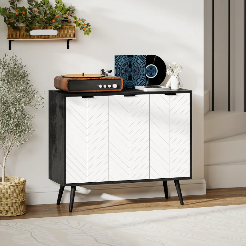 HOMCOM Modern Sideboard and Buffet, Dining Room Cabinet with Adjustable Shelves and 3 Doors, Black