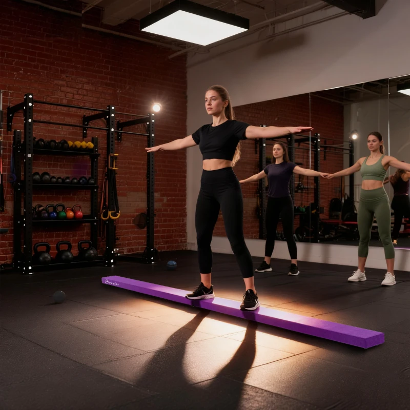 Soozier 7ft Folding Balance Beam, Gymnastics Beam with Wood Core, Purple