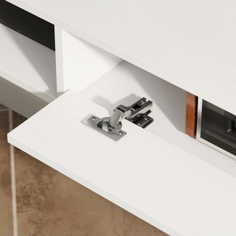 HOMCOM 55" Floating TV Stand for TVs up to 60 Inch, Wall Mounted Media Console with Flip Drawer and 2 Open Shelves, White