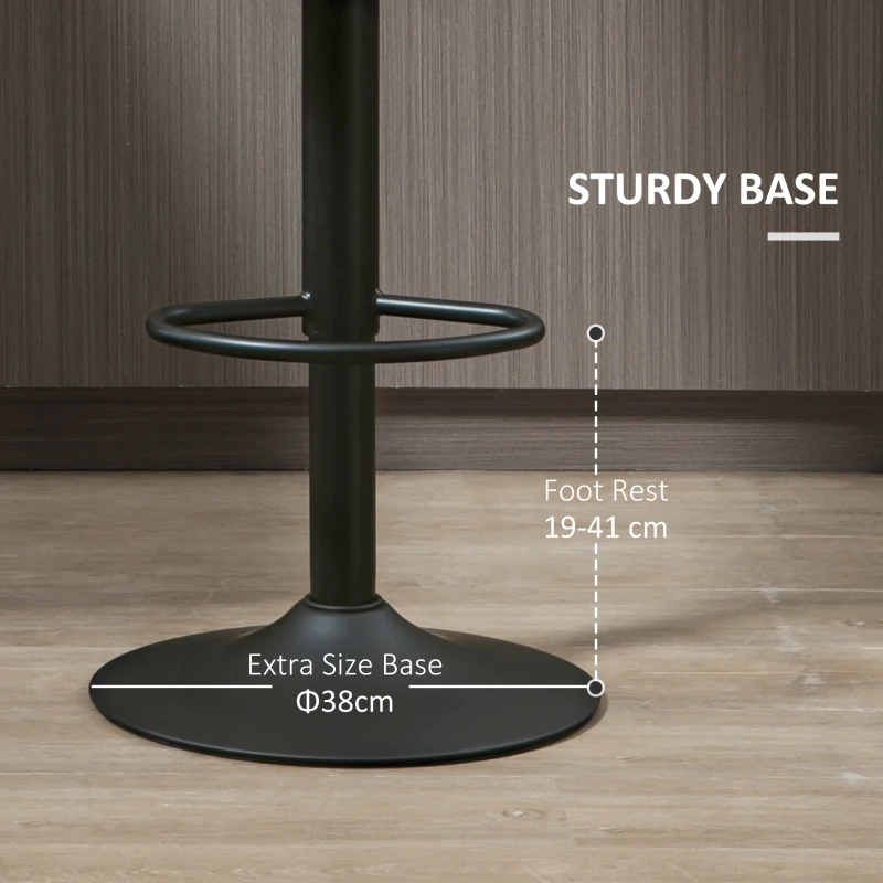 HOMCOM Modern Adjustable Bar Stools Set of 2, Swivel Barstool with Footrest, PU Leather Round Top for Kitchen, Brown