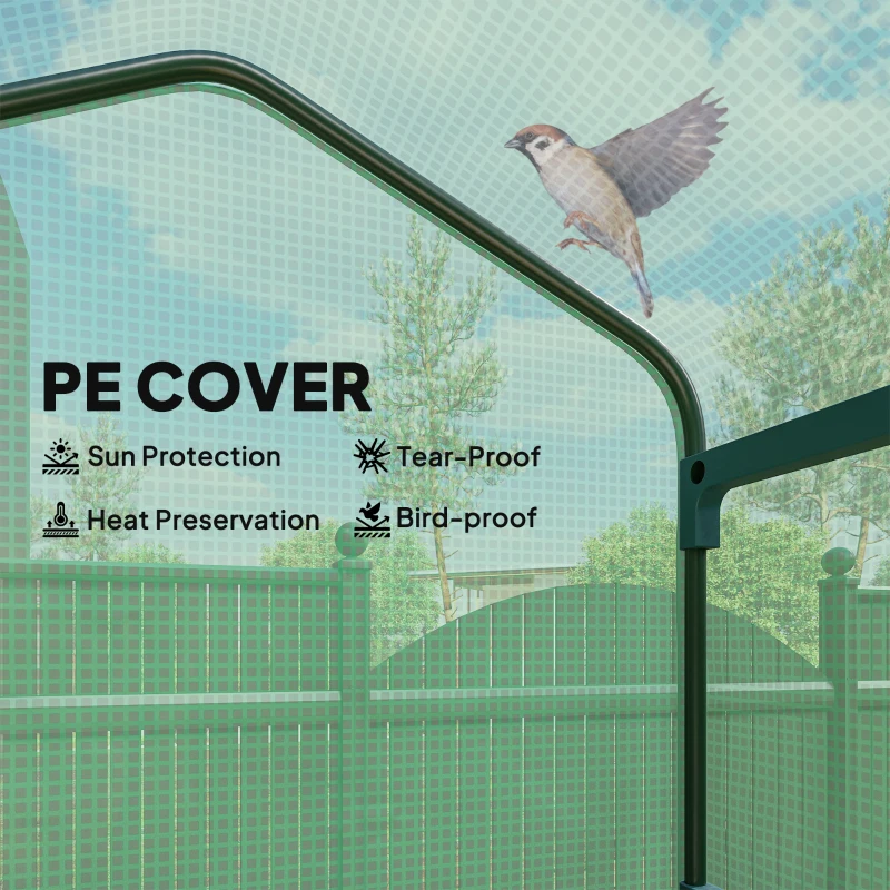 Outsunny Portable Greenhouse, Outdoor Hot House Plant Flower Greenhouse with 4 Tier Shelves, PE Cover, Green