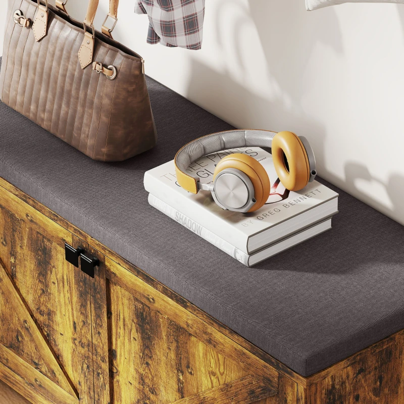 HOMCOM Shoe Storage Bench with Padded Seat, Entryway Bench Holds up to 352 lb, Shoe Organizer, 8 Pairs, Rustic Brown