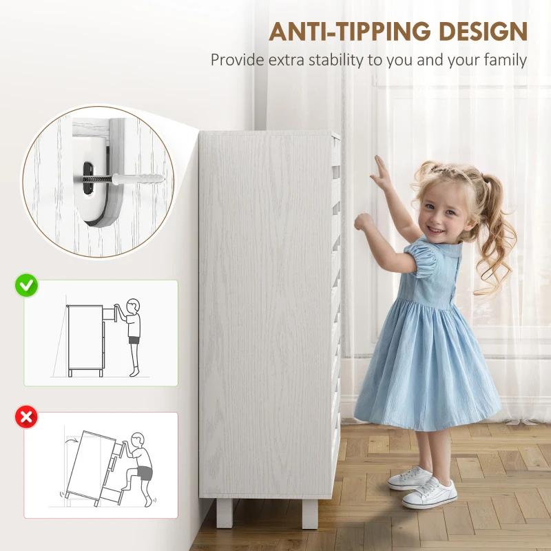 HOMCOM Shoe Cabinet, 20 Pair Shoe Storage Cabinet with Hollowed-Out Doors, White