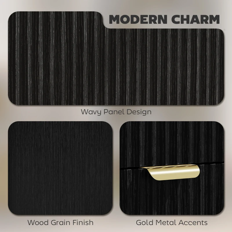 HOMCOM 2 Drawer File Cabinet with Silent Slides, Vertical Modern Filing Cabinet Fits Letter/A4 Size Home Office, Black