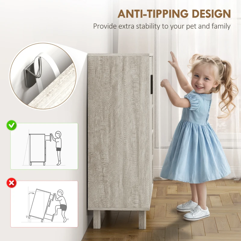 HOMCOM Shoe Storage with Double Doors and Open Shelves 17 Pair Shoe Storage Organizer for Entryway Hallway Light Grey