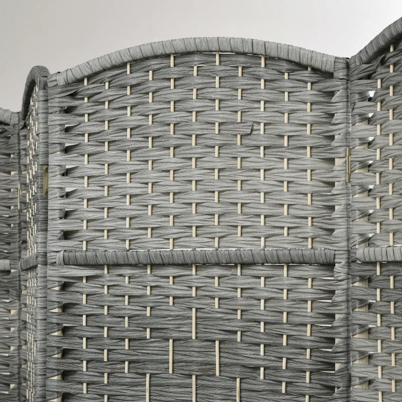 HOMCOM 6 Ft Tall Folding Room Divider, 3 Panel Portable Privacy Screen, Hand-Woven Partition Wall Divider, Mixed Grey