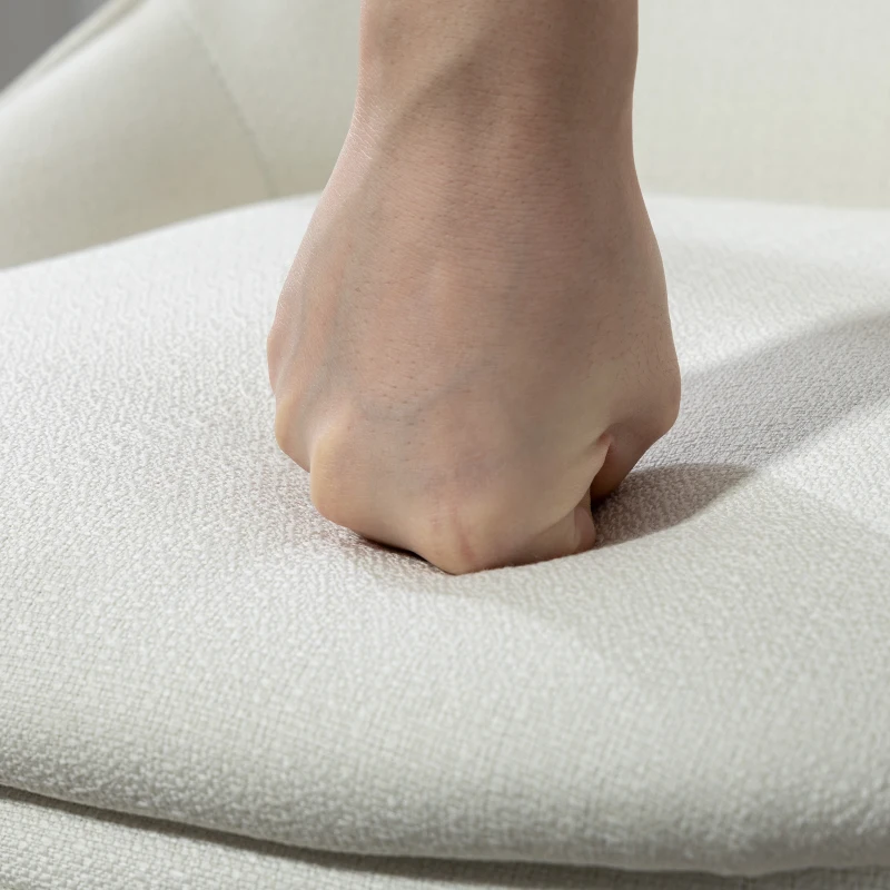 HOMCOM 26" Counter Height Barstools Set of 2, Upholstered Swivel Bar Stools with Backrests and Armrests, Cream White