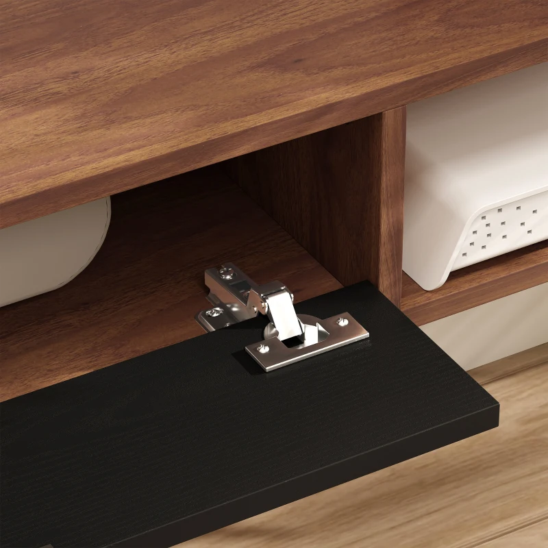 HOMCOM 47" Floating TV Stand for TVs up to 50 Inch, Wall Mounted Media Console with Flip Drawer and 2 Open Shelves, Walnut