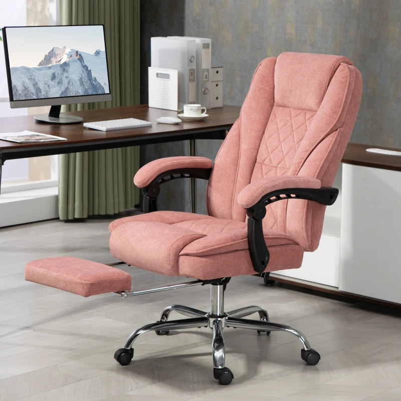 Vinsetto Massage Office Chair, Reclining Computer Chair with Adjustable Height and Footrest, Pink