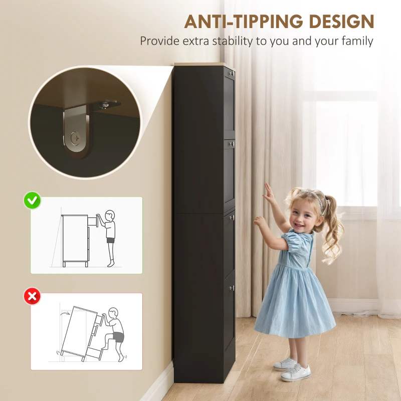 HOMCOM Modern Shoe Storage Cabinet with 4 Flip Drawers and Adjustable Shelves, Shoe Cabinet for 18-24 Pairs of Shoes, Black