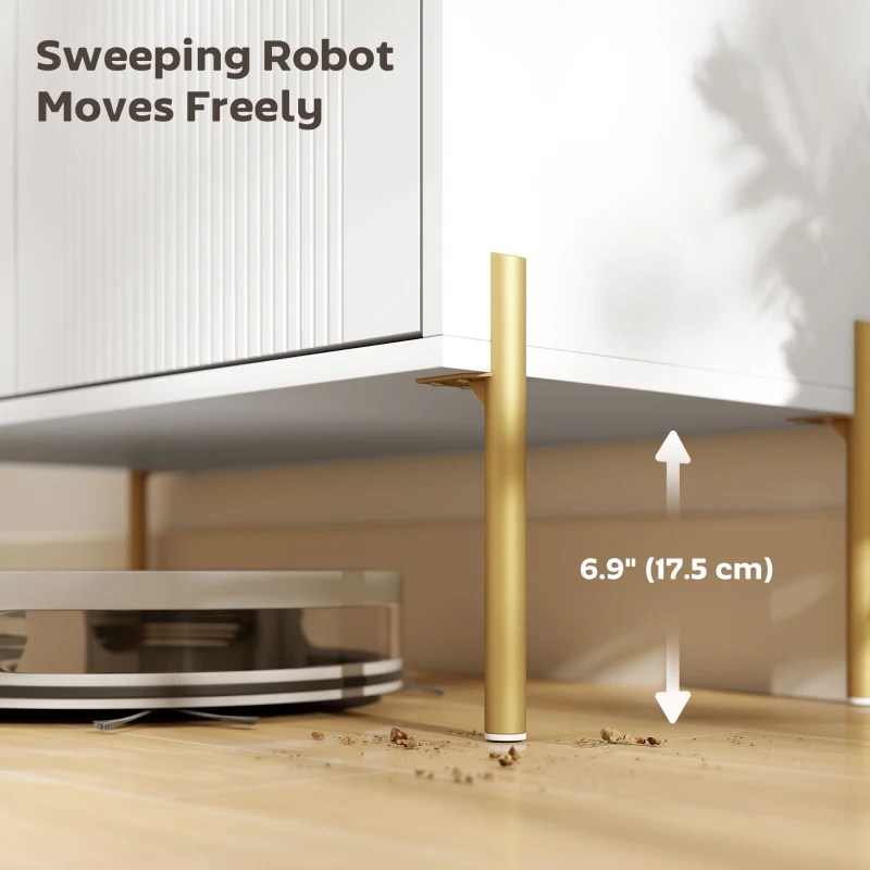 HOMCOM Sideboard, Modern Buffet Cabinet, Coffee Bar Cabinet with Fluted Doors and Adjustable Shelf, White