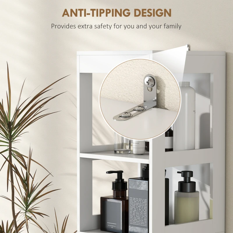 HOMCOM Narrow Bathroom Storage Cabinet, Bathroom Cabinet with 3 Drawers & 2 Open Shelves, Slim Bathroom Floor Cabinet, White