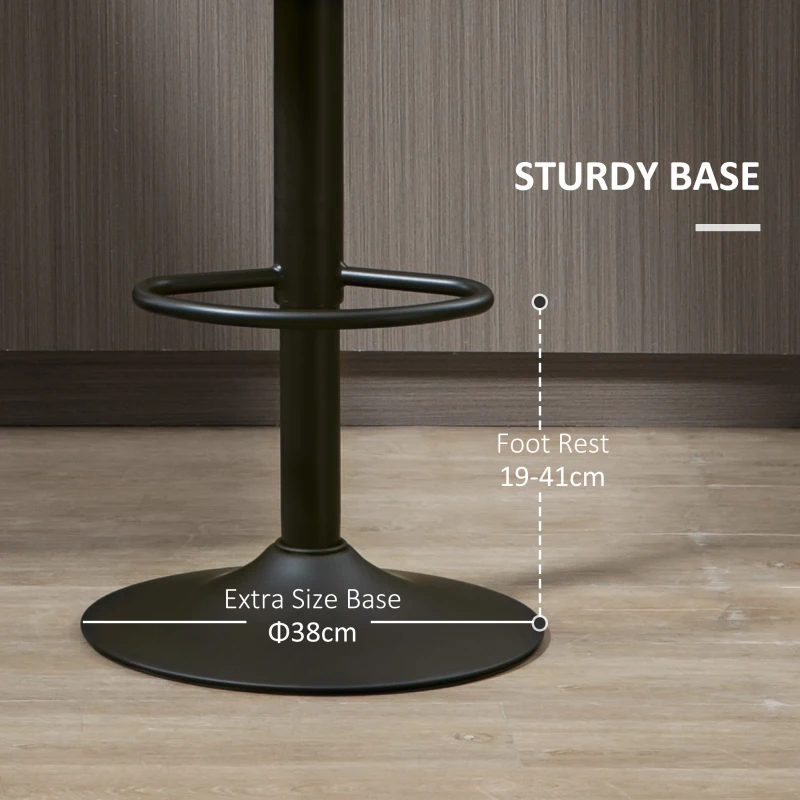 HOMCOM Modern Adjustable Bar Stools Set of 2, Swivel Barstool with Footrest, PU Leather Round Top for Kitchen, Dark Grey