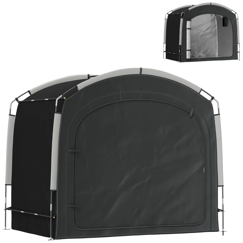 Outsunny Bike Storage Shed Tent, Portable and Waterproof with 210D Oxford Fabric and Carry Bag for 3-4 Bicycles, Black