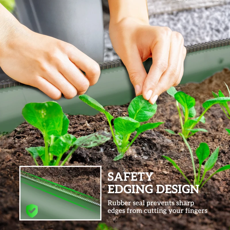 Outsunny 3.4' x 2' x 1' Galvanized Raised Garden Bed Kit, Metal Planter Box with Safety Edging, Green
