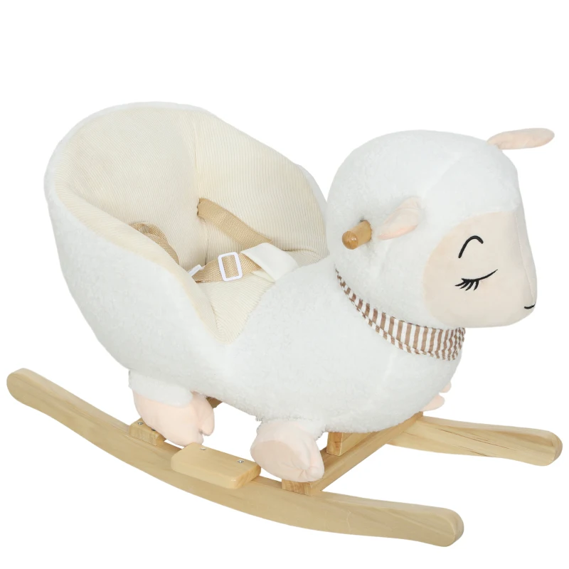 Qaba Baby Rocking Horse, Sheep Rocking Horse with Lullaby Song for Toddlers 18–36 Months, White