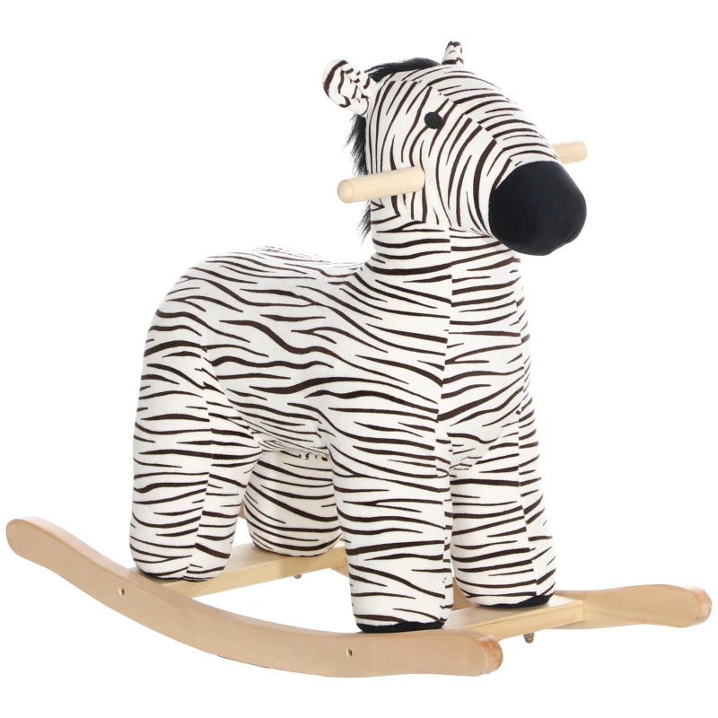 Qaba Zebra Shaped Kids Rocking Horse with Realistic Sound for 2-4 Years, Black