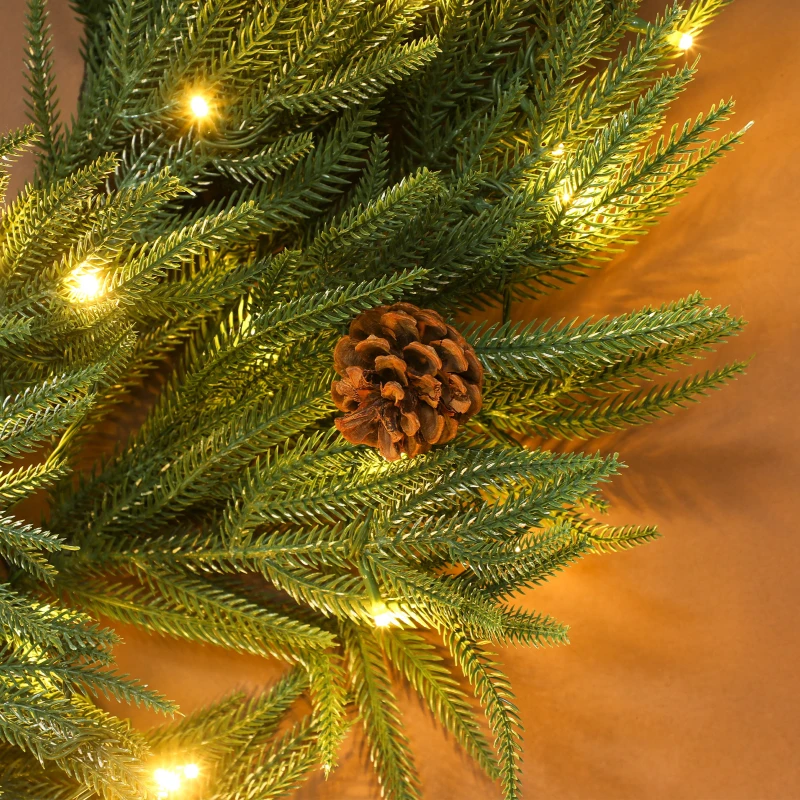 HOMCOM 36 Inch Christmas Wreath for Front Door with LED Lights, Prelit Christmas Wreath with 8 Modes and Ornaments, Green