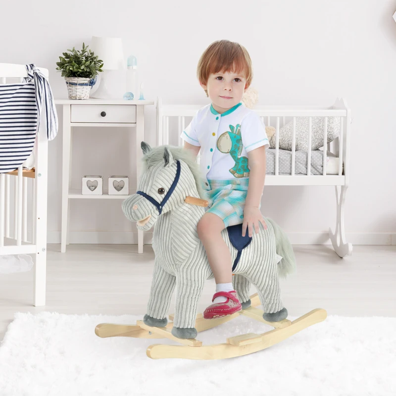 Qaba Kids Rocking Horse Plush Ride on Horse Toddle Rocker for 36-72 Months