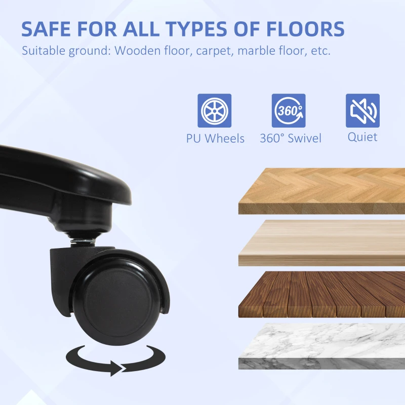 HOMCOM Big and Tall Executive Office Chair, Up to 450 lbs. Heavy Duty Desk Chair, Computer Chair for Heavy People, Grey