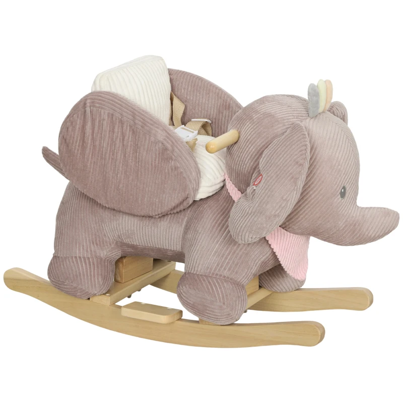 Qaba Baby Rocking Horse with Seat, Kids Ride On Toy with Realistic Sound and Safety Belt for 18 to 36 Months, Brown